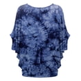 thumbnail image 2 of Made by Johnny Women's Tie Dye Scoop Neck Half Sleeve Batwing Dolman Top L NAVY, 2 of 6