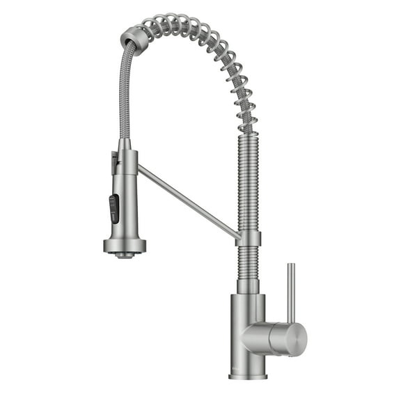 KRAUS Bolden Commercial Style 2-Function Single Handle Pull Down Kitchen Faucet in Spot-Free Stainless Steel