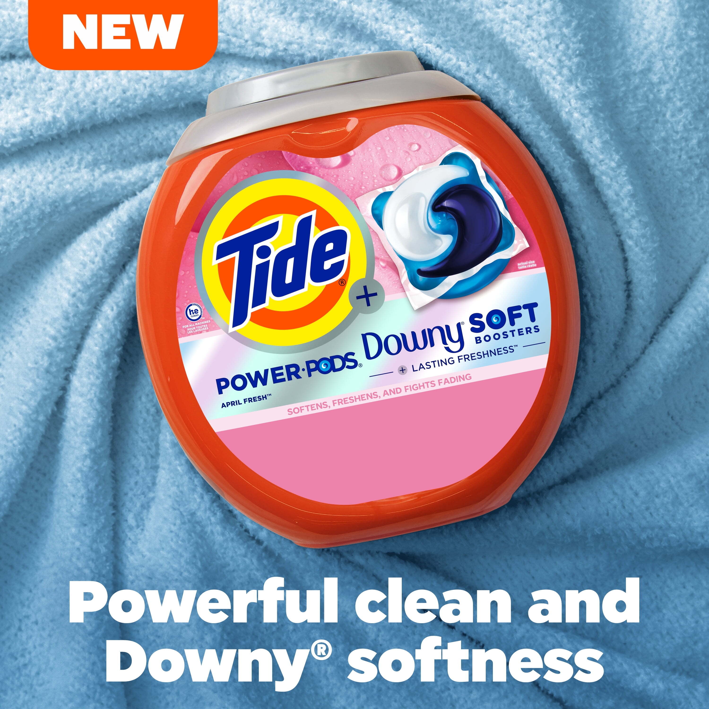 Tide Power PODS with Downy Soft Boosters Laundry Detergent Pacs, April Fresh Scent, 63 Count