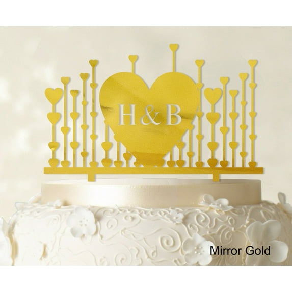 Monogram Cake Topper First Name Initial Heart Cake Topper