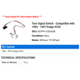 thumbnail image 2 of Turn Signal Switch - Compatible with 1986 - 1987 Dodge D250, 2 of 2