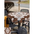thumbnail image 5 of Outdoor Tablecloth with Umbrella Hole for Patio/Picnic/Party/Camping, Brown Boho Waterproof Table Cloth Square Cover Washable, Vintage Classic Bohemia Flower Textured (60"x 60"), 5 of 8
