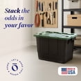 thumbnail image 2 of Homz 2 Pack 20-Gallon Plastic Stackable Home Storage Bins with Lids, Black/Green, 2 of 12