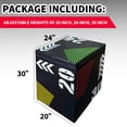 thumbnail image 3 of 3-in-1 Plyometric Jump Box, Workout Jumping Boxes with Stable Heavy Recycled Cotton & Wood Core, Non-Slip Durable PVC Leather Cover, 20*24*30inch, 3 of 5