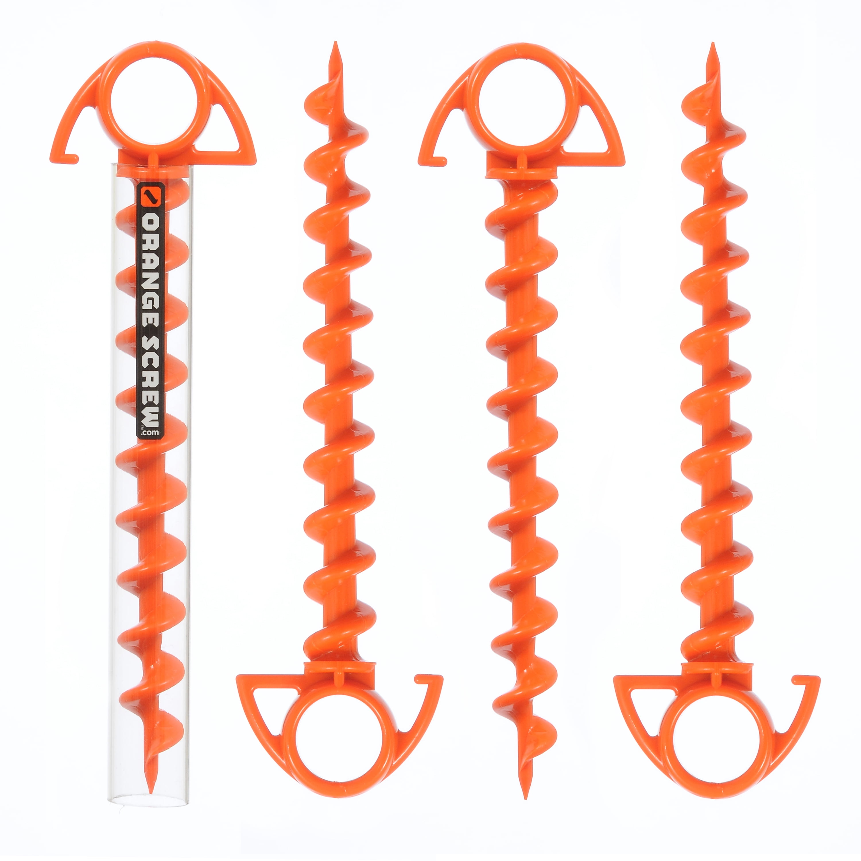 Orange Screw® Ultimate Ground Anchor - Small - 4 Pack - Bright Orange