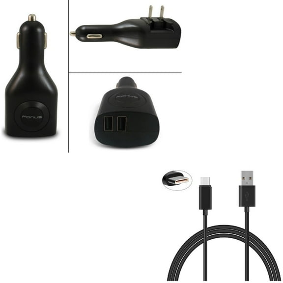 6ft USB-C Cable w Car Home Charger for Samsung Galaxy A73 5G,A53 5G,A33 5G,A13 5G,A03s Phones - Charger Cord Power Wire, 2-Port USB 2-in-1 Power Adapter