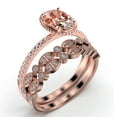 thumbnail image 3 of Gorgeous Minimalist 2.50 Carat Oval Cut Morganite And Diamond Moissanite Engagement Ring, Floral Wedding Ring, Two Matching Band in 925 Sterling Silver With 18k Rose Gold Plating, Gift For Her, 3 of 4