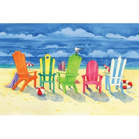 Landscape Wall Pocket - Brighton Chairs Beach Coastal Ocean Landscape Art Print Wall Art By Paul Brent