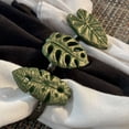 thumbnail image 4 of Zeckos Cast Iron Tropical Leaf Napkin Rings Dining Decor Set of 6, 4 of 6