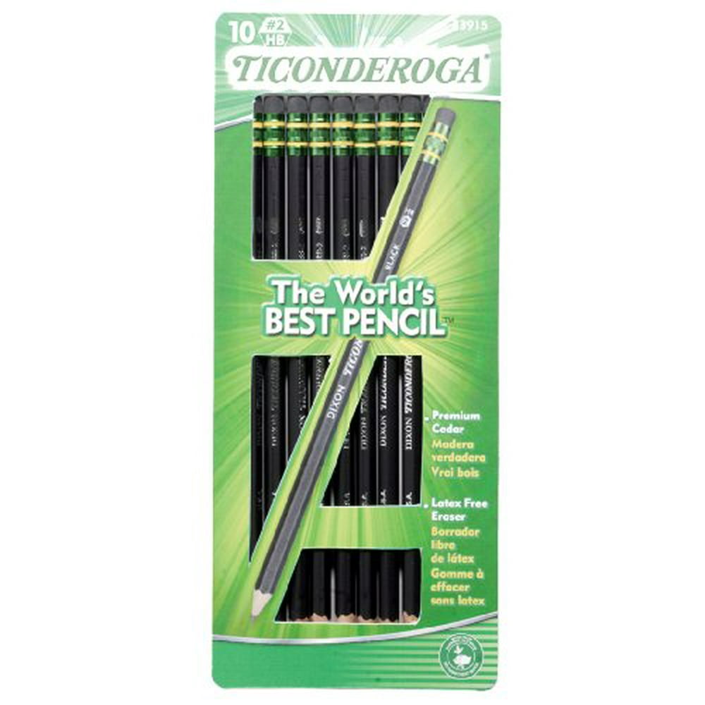 Dixon Ticonderoga 2 Pencils, PreSharpened, Box of 10, Black Walmart