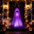 thumbnail image 2 of Clearance Halloween Spooky Ghost Light, Purple 4FT Outdoor & Indoor Halloween Decorative Lights with Remote, Halloween Witch Hat Glowing Ghost Light Gift for Front Porch Yard Fall Holiday Decor, 2 of 6