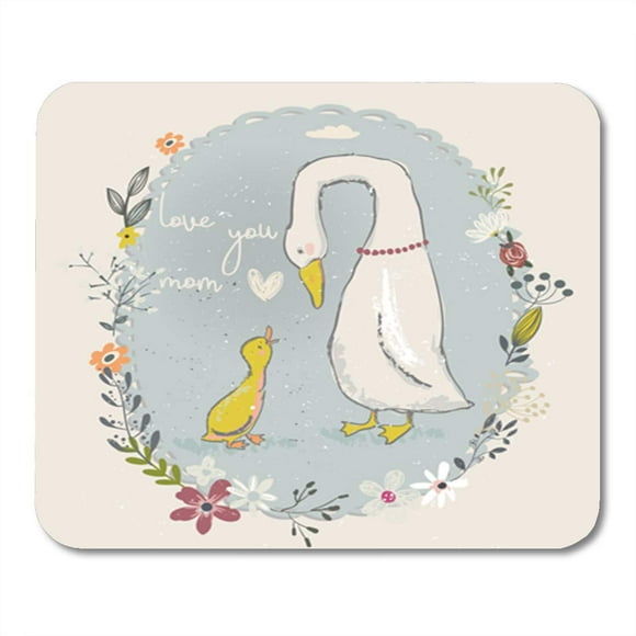 NUDECOR Baby Cute Little Cartoon Goose and Gosling Flower Girl Mousepad Mouse Pad Mouse Mat 9x10 inch