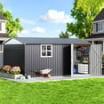 thumbnail image 6 of NETAJE 10'x14' Outdoor Metal Storage Garden Shed with Window, Lockable Doors and Air Vent for Backyard, Garden, Lawn, Dark Gray, 6 of 7