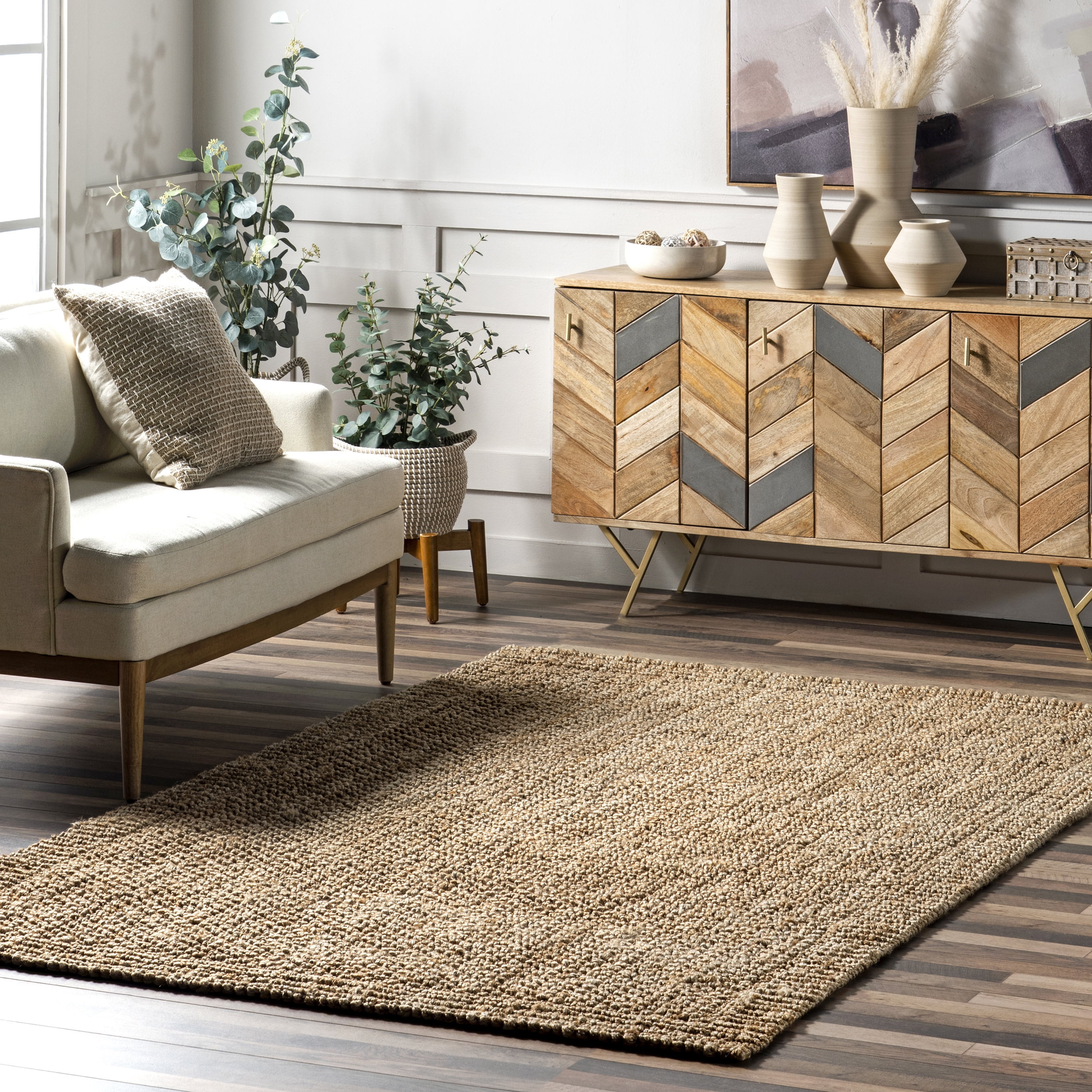 nuLOOM Hanne Casual Flatweave Jute Area Rug, 5' x 8', Natural