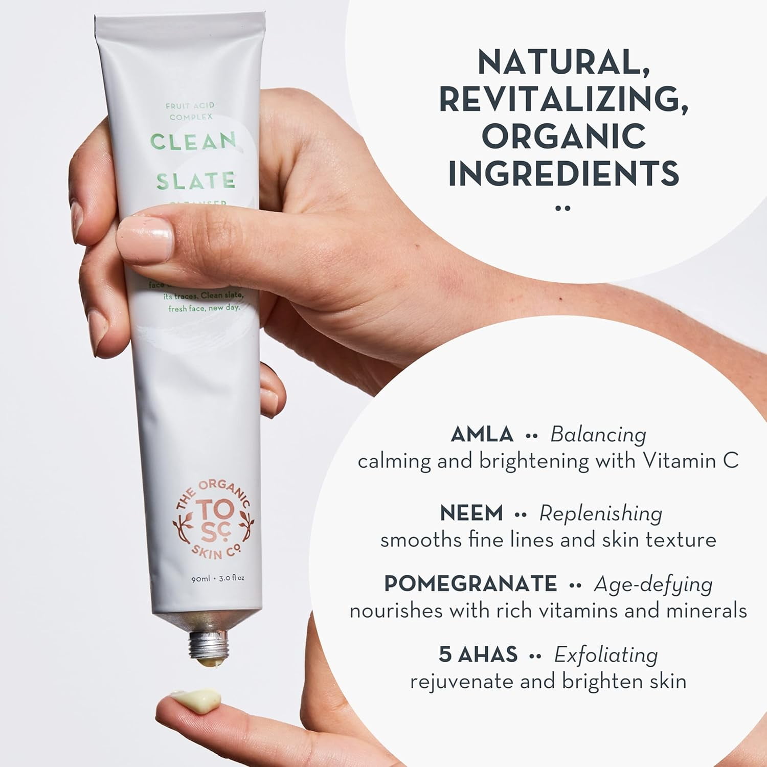 The Organic Skin Co Clean Slate Fruit Acid Complex AHA Exfoliating Facial Cleanser, 3 fl oz