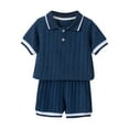 thumbnail image 3 of Vividxx Toddler Boys Short Sleeve Striped T-Shirt Tops Shorts Gentleman Outfits Sets Trendy Dailywear, 3 of 6