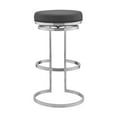 thumbnail image 3 of Armen Living Indoor Valerie 30" Swivel Slate Gray Faux Leather and Silver Metal Bar Stool, 3 of 8