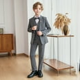 thumbnail image 7 of Boys 6 Piece Dresswear Tuxedo Suits Slim Fit Formal Wedding Ring Bearer Outfits Blazer Dress Shirts Pants Vest Breastpin 12 Months, Gray, 7 of 7