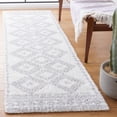 thumbnail image 2 of SAFAVIEH Berber Madisyn Abstract Polyester Shag Runner Rug, Ivory/Grey, 2'3" x 8', 2 of 8