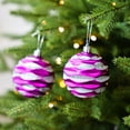 thumbnail image 2 of hulanddfd Christmas Ornament Wave Ball, 3.14in Shatterproof Plastic Hanging Bulbs for Holiday Party Tree Decor Purple, 2 of 6
