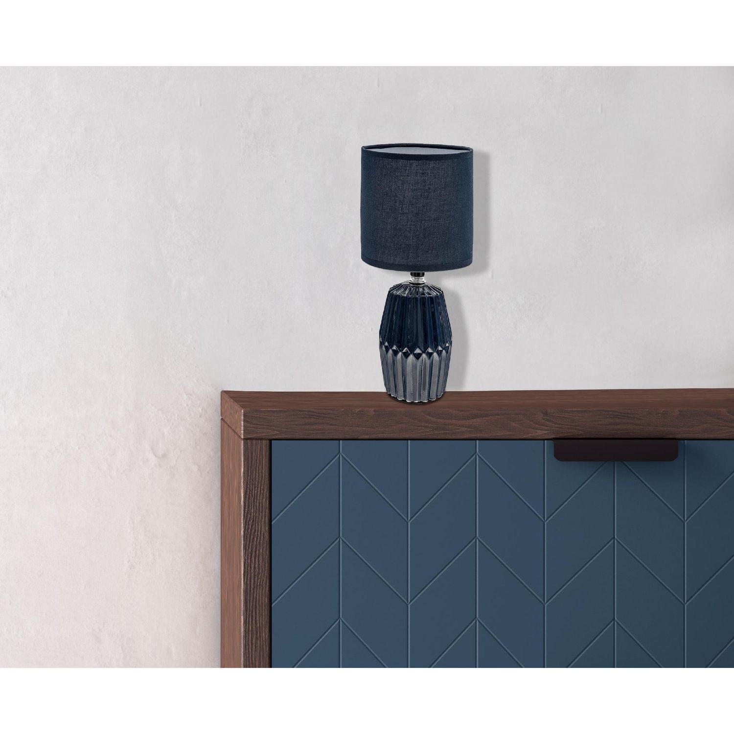 Ceramic Table Lamp With Shade Meridian Navy Blue