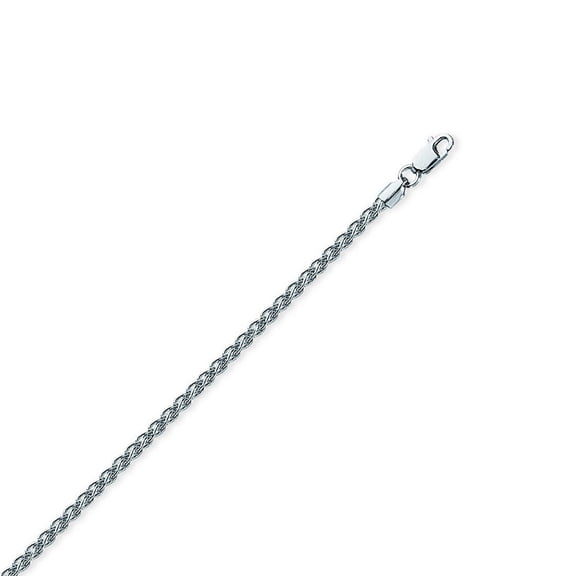 Sterling Silver Rhodium Plated 2.25mm Round Wheat Chain Necklace Lobster Claw Closure - 16 Inch