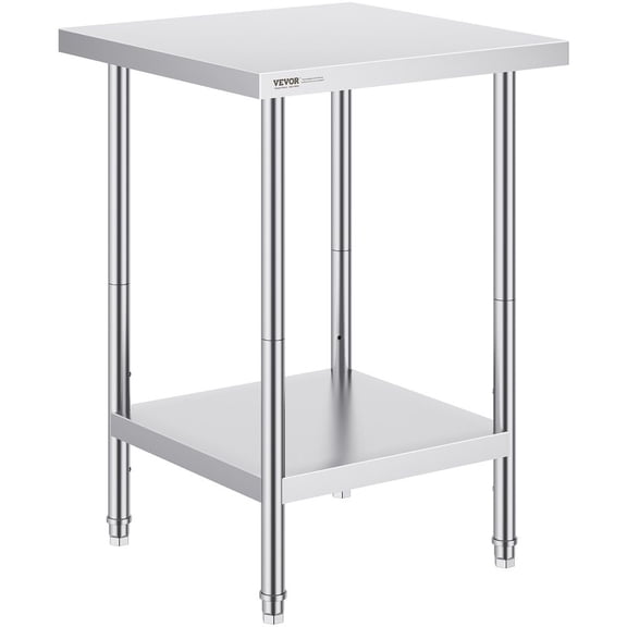 Dranite 24x24 Inch Stainless Prep Table, Commercial Grade with Adjustable Shelves