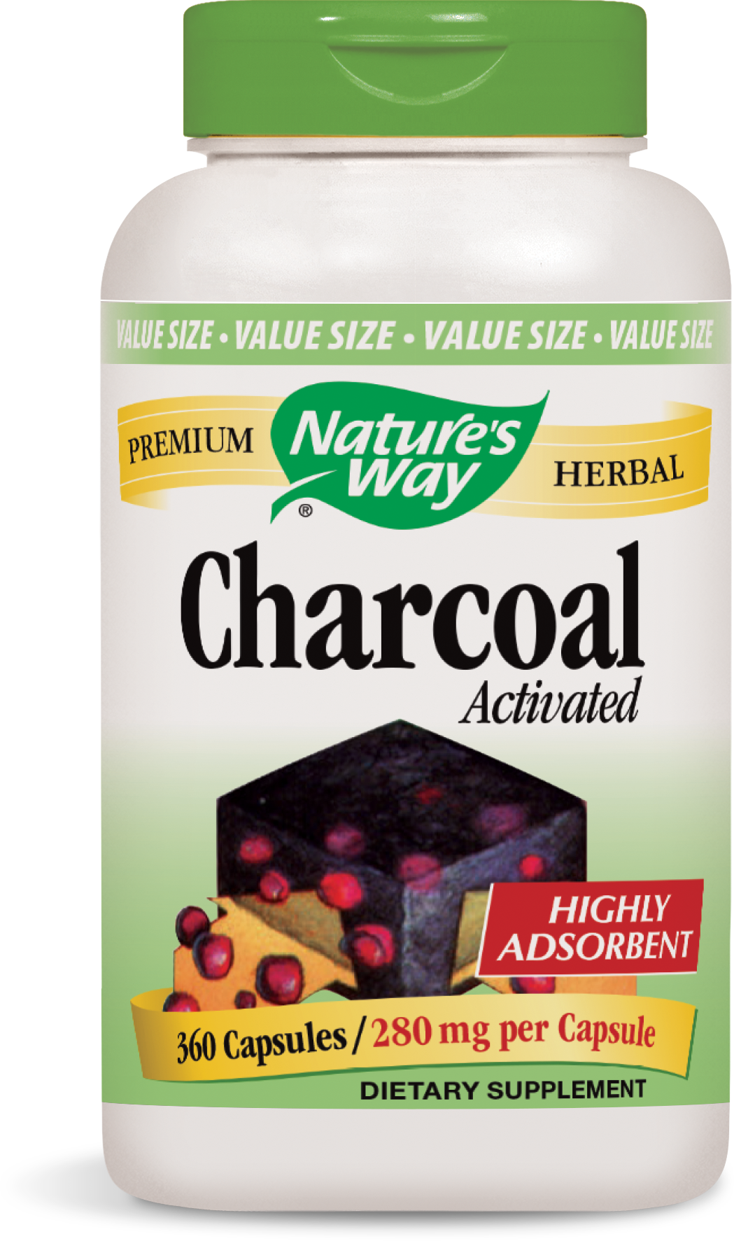 Nature's Way Charcoal Activated Highly Absorbent Capsules, 360 Ct