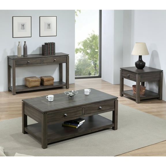 Living Room Table Set 3 Piece with Storage - Coffee Table & Side Tables