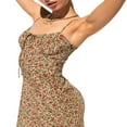 thumbnail image 4 of Femmes Longue Robe Slip Été Cravate Imprimé en Forme de U Spaghetti Sangle une Pièce, 4 of 9
