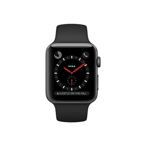 Apple Watch Series 3 GPS Cellular, 38mm Space Gray Aluminum Case with Black Sport Band