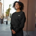 thumbnail image 4 of Dalix Cappuccino Embroidered Fleece Relaxed Boxy Fit Long Sleeve Crewneck Sweatshirt Womens in Black L Large, 4 of 5