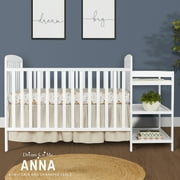 Dream On Me Anna 3-in-1 Convertible Crib with Changing Table White, Changing Pad Included, Converts from Baby Crib to Toddler Bed, Day Bed and Kids Sofa, Three Adjustable Mattress Height Positions