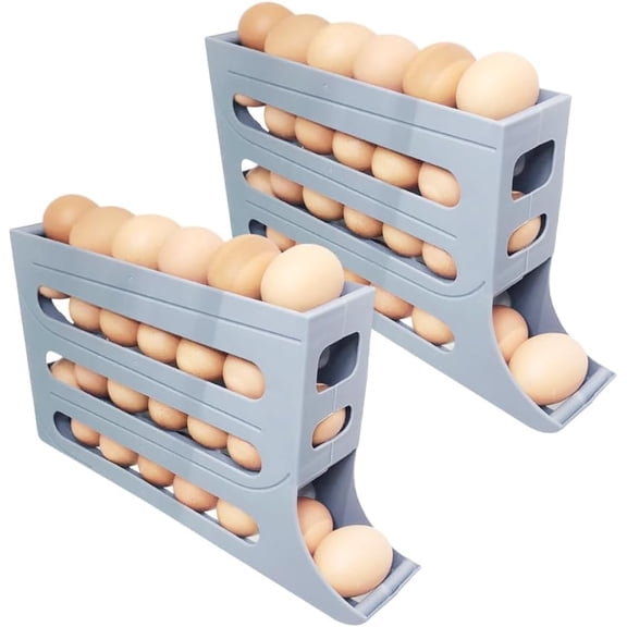 4 Tiers Egg Holder for Fridge, 2024 Upgrade Automatic Scrolling Egg Rack Holder 4 Tier Tilted Egg Storage Rack, Large Capacity Eggs Organizer Storage 30 Egg for Fridge (Transparent, 1PCS)