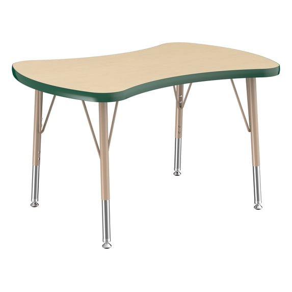 ECR4Kids Collaborative Bowtie Premium Thermo-Fused Adjustable Activity Table Maple/Green/Sand - Toddler Swivel