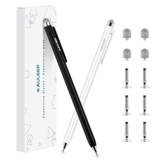 Stylus AULEEP 2 en 1 (punta de fibra y disco) para pantalla táctil (paquete de 2)