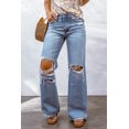 thumbnail image 3 of POGLIP Women's Sky Blue Destroyed Open Knee Wide Leg Jeans, 3 of 6