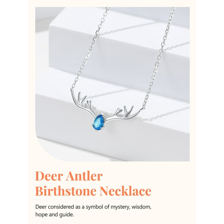 Silvora Sterling Silver Antler Necklace for Women, December