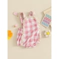 thumbnail image 3 of Nygoyerh Baby Girls Summer Straps Romper Sleeveless Plaid Print Lace Ruffles Jumpsuit 3M 6M 12M 18M Infant Toddler Sweet Bodysuit for Casual Daily Cute Clothes, 3 of 9