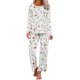 thumbnail image 2 of Puntoco Conjunto de pijama y pantalones de manga larga con cuello redondo y estampado para mujer con bolsillos Puntoco Puntoco-1840, 2 of 5
