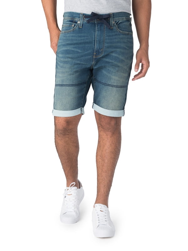 denim jogger shorts