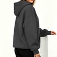 thumbnail image 4 of Womens Oversized Boxy Pullover Drop Shoulder Half Zip Hoodie with Kangaroo Pocket Cropped Hip Length Solid Casual Lounge Top, 4 of 6