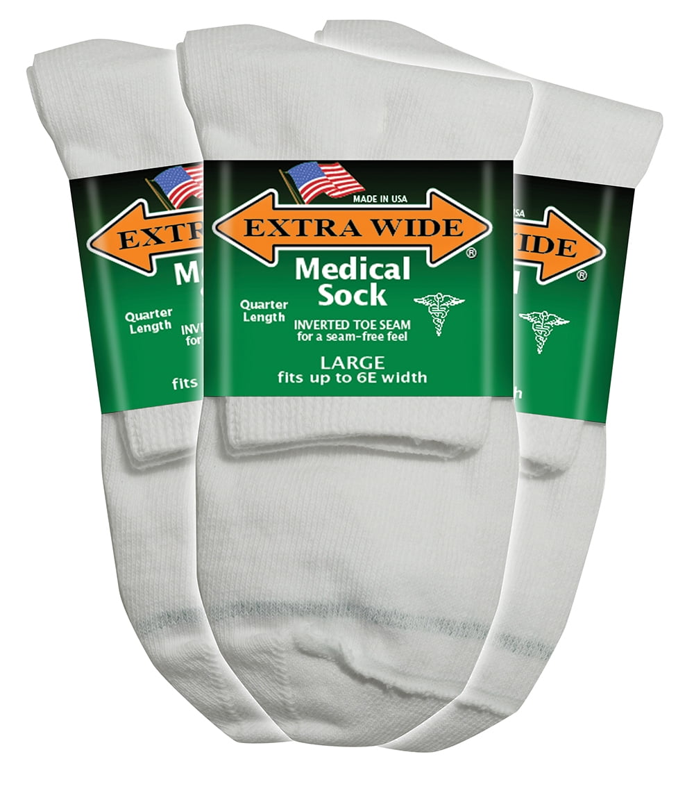 Extra Wide Medical Quarter (Diabetic) Socks (3 Pairs) for Men and Women
