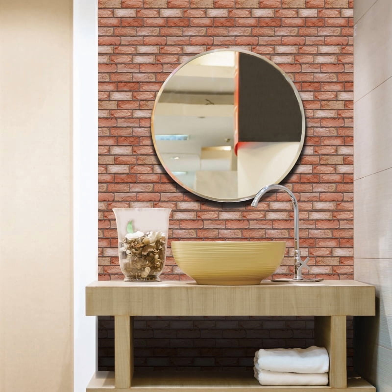 10Pcs Retro 3D Brick Panels Backsplash Set – Self-Adhesive Waterproof Peel & Stick Wall Panels for Kitchen, Bathroom, Fireplace – 30x30cm