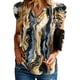 thumbnail image 1 of Blusa con estampado floral Cuello en V Volantes Manga corta Blusa con patrón informal Top para primavera verano Azul XL, 1 of 5