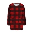 thumbnail image 4 of Ltctricy Women's Fluffy Oversized Sweatshirts Fuzzy Fleece Long Sleeve Crewneck Plaid Pullover Sweater Tops Plush Tunic Sweatshirts(Red,X-Large), 4 of 5