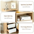 thumbnail image 5 of IVV Modern Minimalist 2-Drawer Bedside Table, Two-Tone Storage Nightstand with Open Shelf, Easy Assembly (Oak+White), 5 of 10