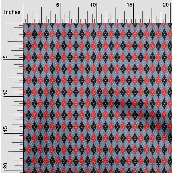 oneOone Cotton Poplin Grayish Blue Fabric Argyle Check Diy Clothing Quilting Fabric Print Fabric By Yard 56 Inches Wide