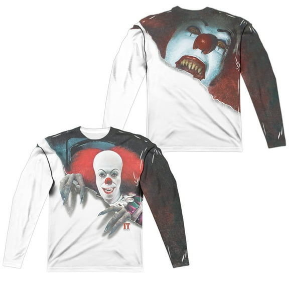 It 1990 - Pennywise It (Front/Back Print) - Regular Fit Long Sleeve Shirt - Large