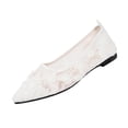 thumbnail image 2 of Miluxas Womens Flats Flower Embroideried Lace Ballet Flats Pointed Toe Comfortable Dress Shoes for Women White 9.5(43), 2 of 8